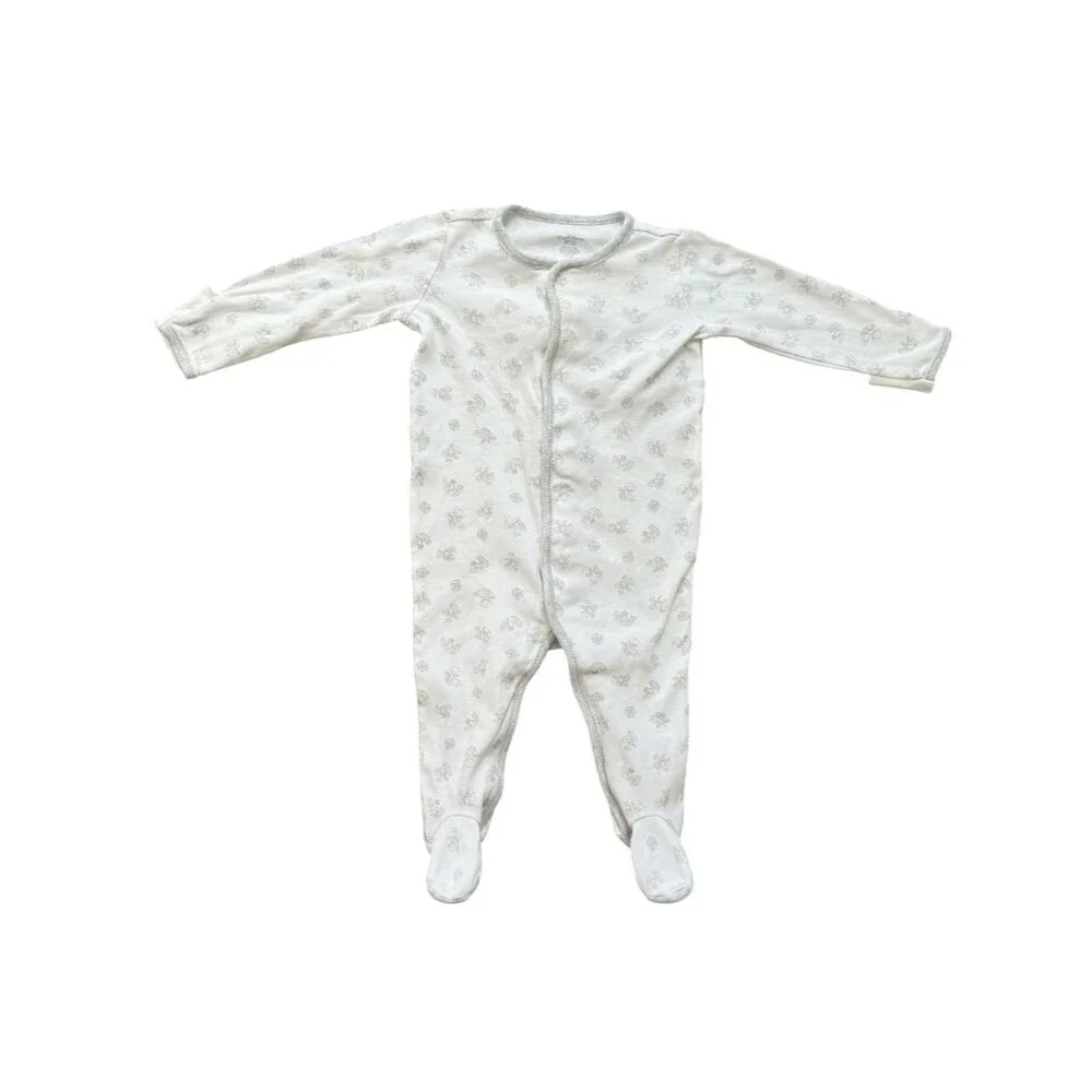 Ralph Lauren Baby Long Sleeve Cotton Bear Print One Piece Footie PJs. 9 Months.